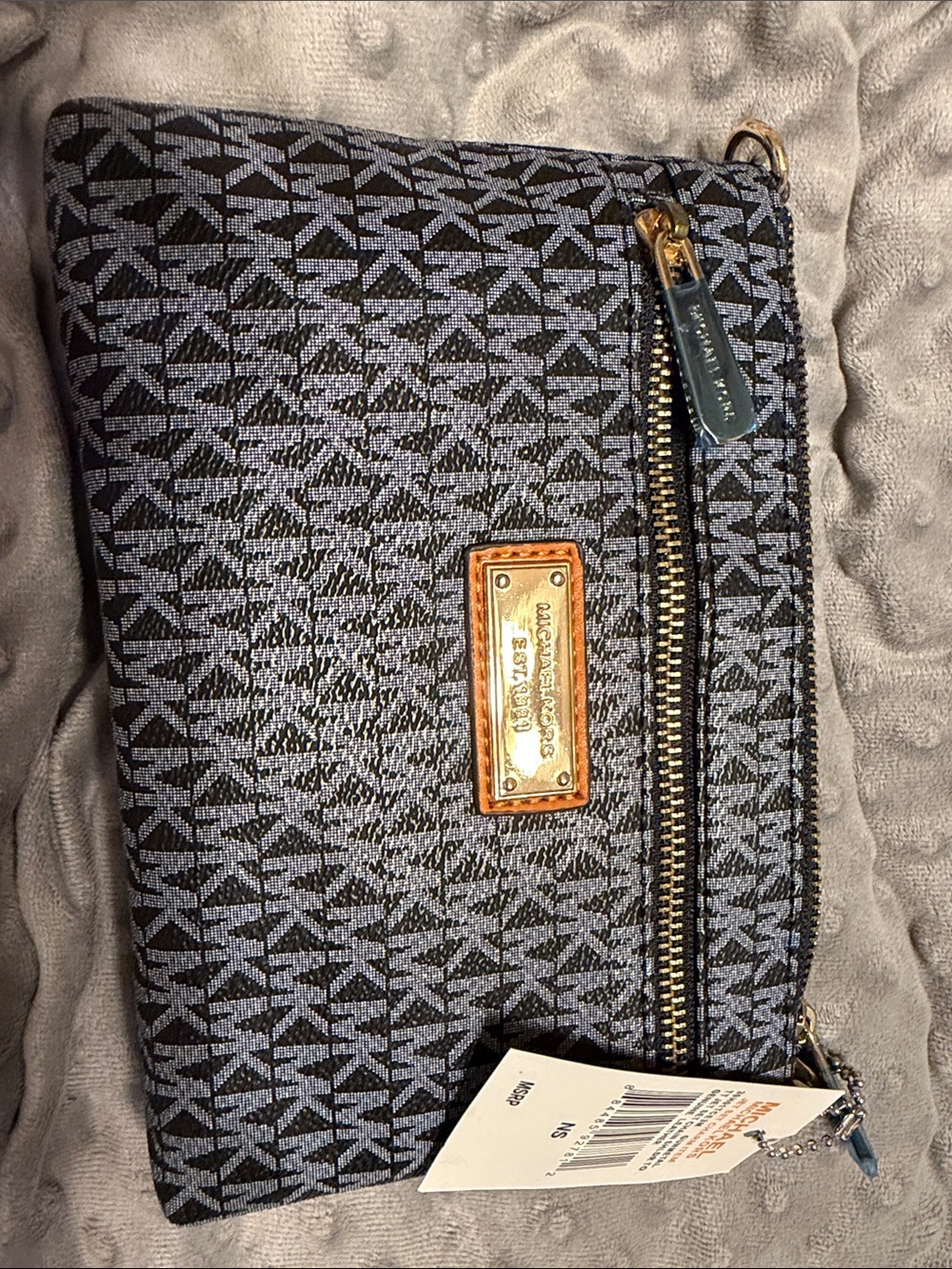 Michael Kors Black and Gray Signature Wristlet Clutch